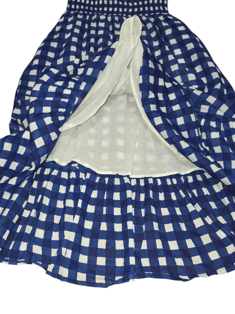 Cleobella Patrice Midi Dress Small Blue White Gingham Organic Cotton Pockets - Picture 5 of 12